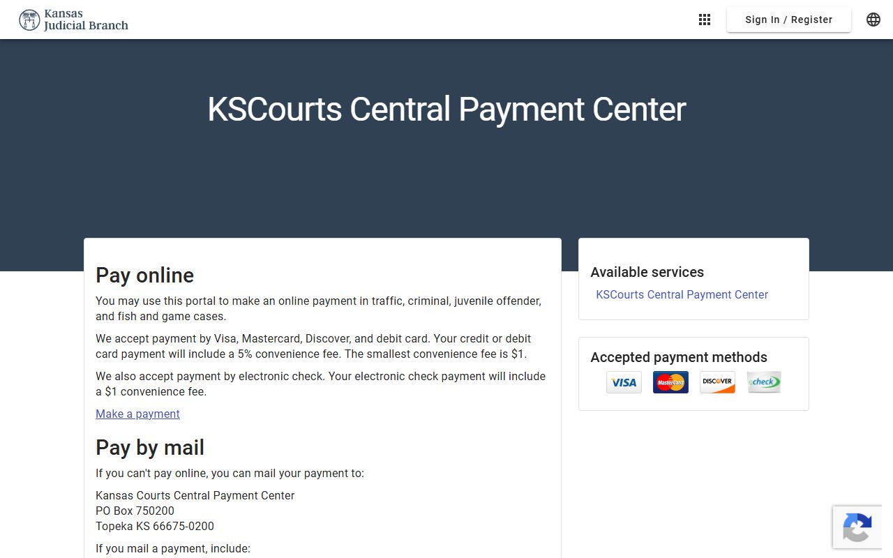 Barber County court dockets Kansas Central Payment Center