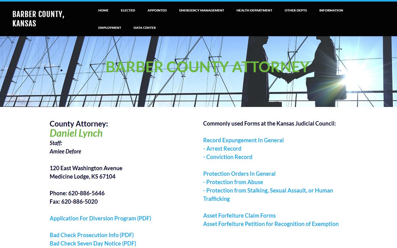 Barber County criminal court records County Attorney page