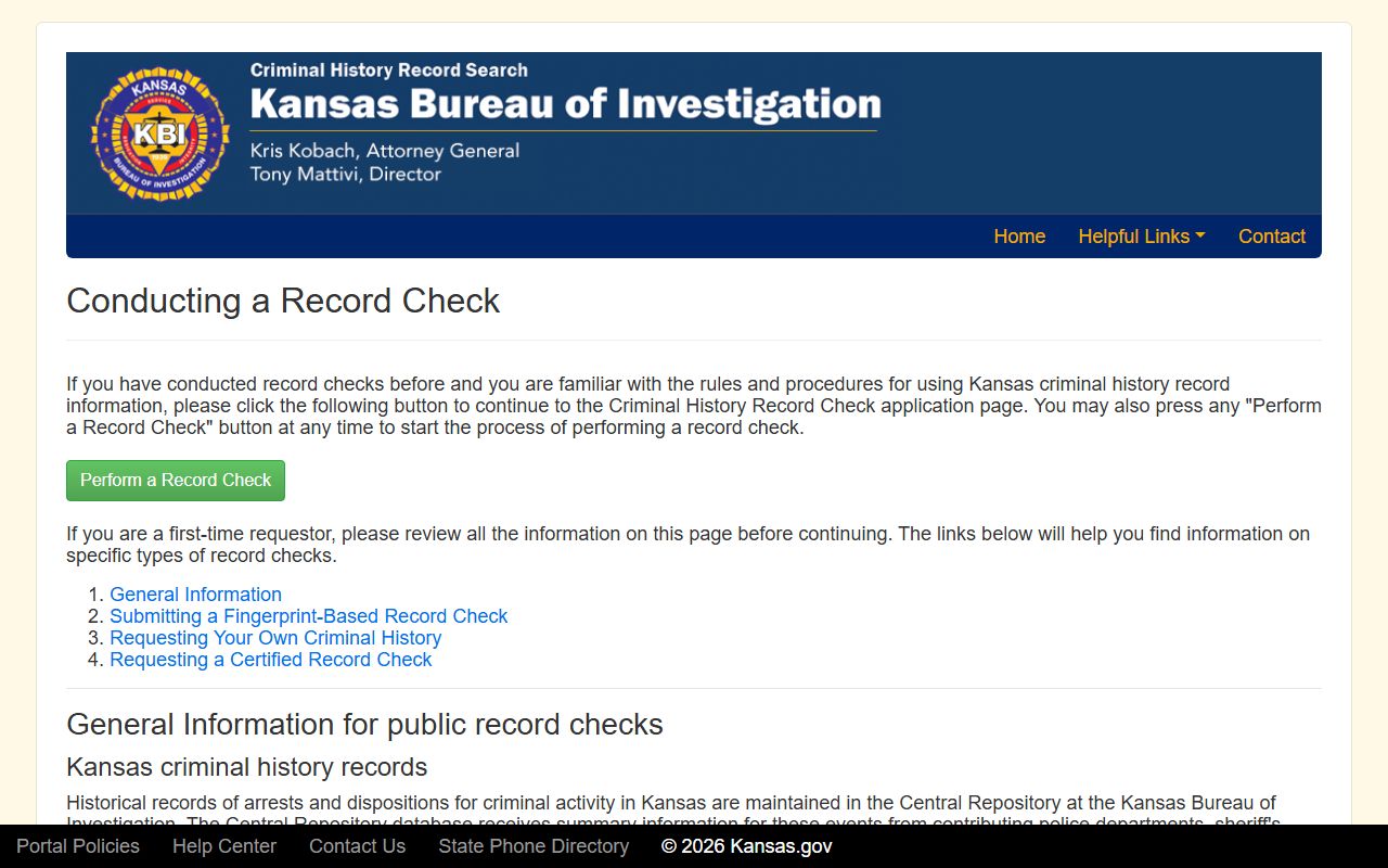 Barber County criminal court records Kansas criminal record check process