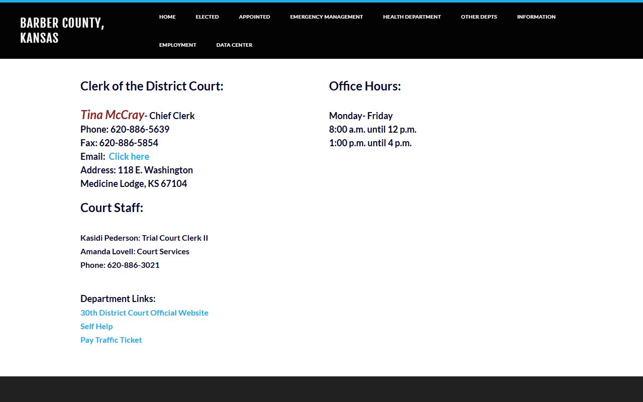 Barber County court records Clerk of the District Court source