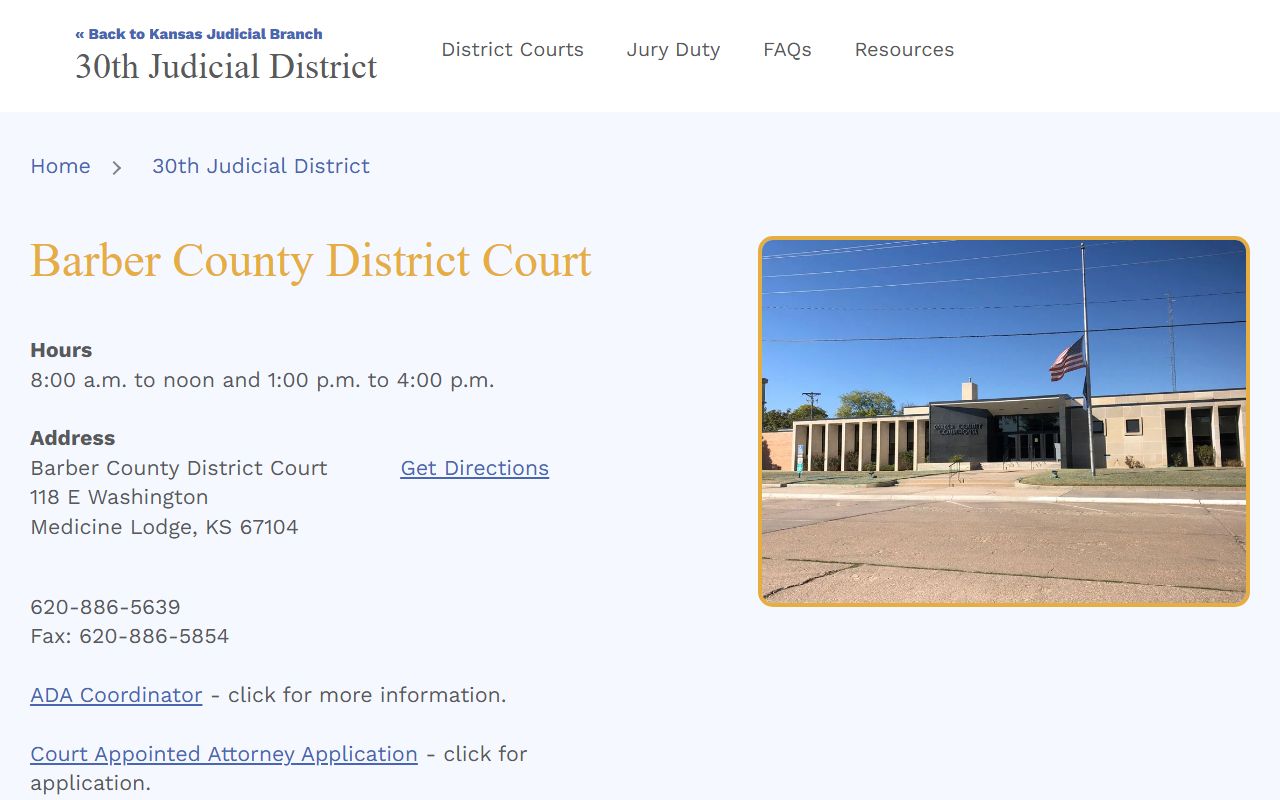 Barber County court records District Court listing
